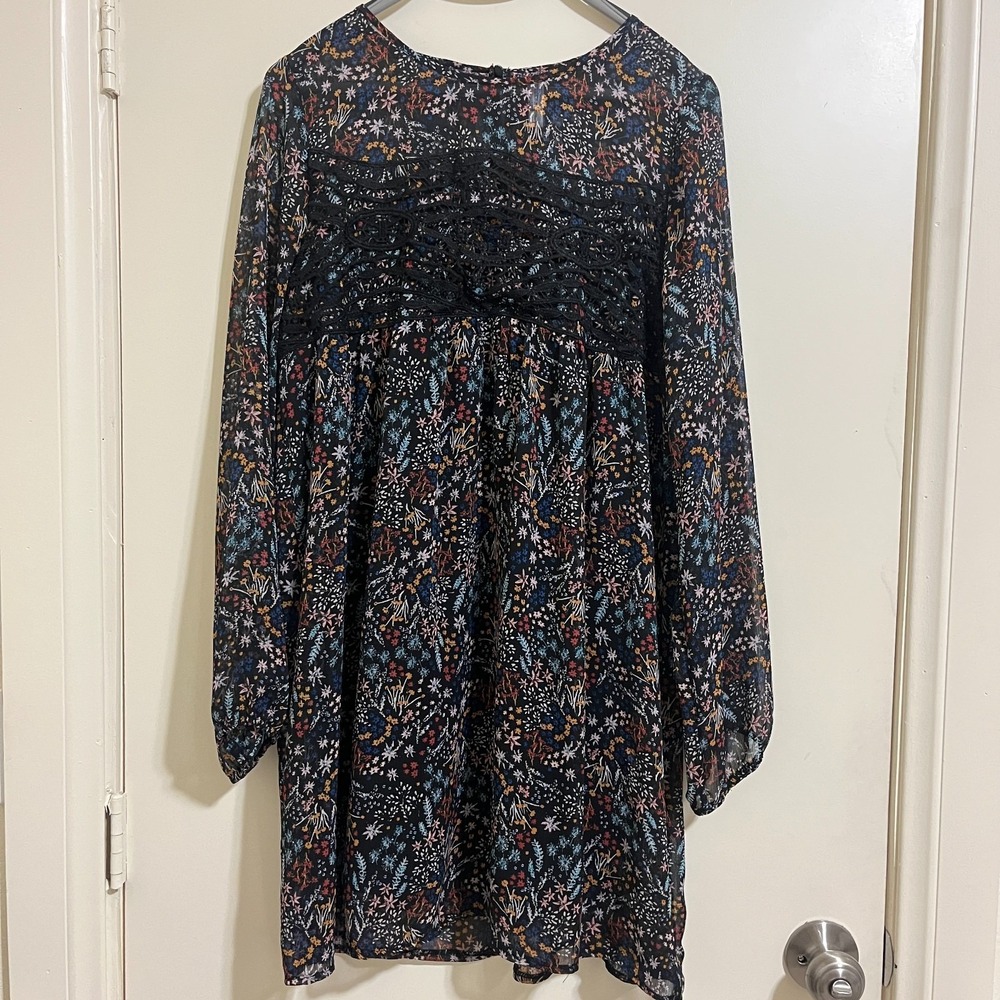 Floral Babydoll Dress Large Fairy Grunge Whimsigoth Lace Dark Romantic